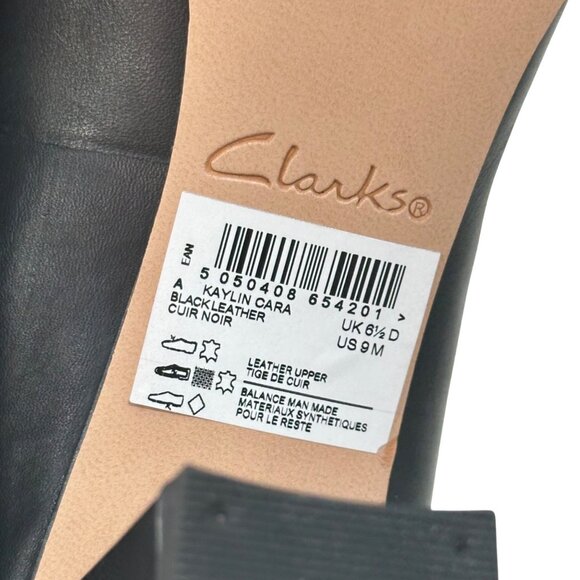 Clarks Womens Kaylin Cara Black Leather Comfortable Block Heel Pumps SZ 9M - Picture 4 of 12